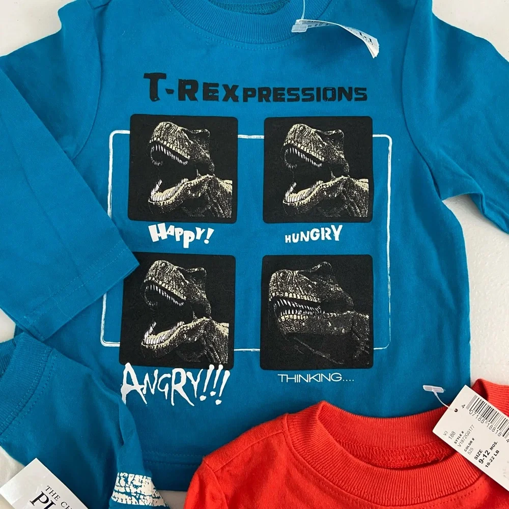 NEW Children’s Place baby boy’s long sleeve graphic colorful tshirt bundle 9-12m